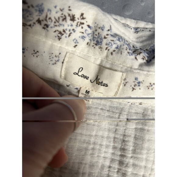 Love Notes Women's Striped Gauze Cropped Shirt 100% Cotton, Button-Up Medium - Picture 7 of 8